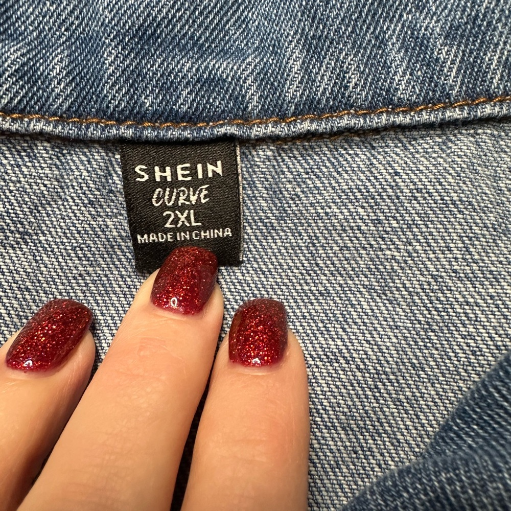 SHEIN Blue Jean Jacket with Distressed Details - Picture 2 of 3